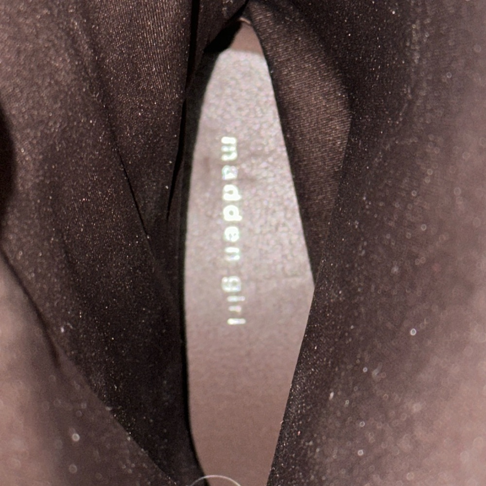 MADDEN GIRL Brown Black with Silver Buckle Tall Boots. Size 11 Vegan Leather - Picture 13 of 16